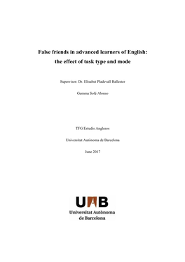 False Friends in Advanced Learners of English: the Effect of Task Type and Mode