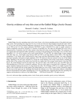 Gravity Evidence of Very Thin Crust at the Gakkel Ridge (Arctic Ocean)