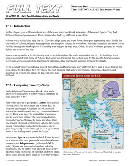 27.1 – Introduction 27.2 – Comparing Two City-States