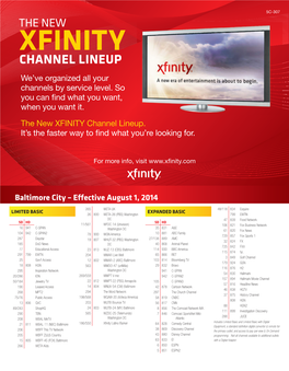 XFINITY CHANNEL LINEUP We’Ve Organized All Your Channels by Service Level