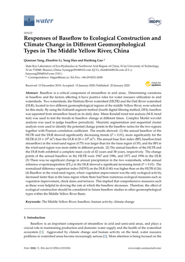 Responses of Baseflow to Ecological Construction and Climate Change in Different Geomorphological Types in the Middle Yellow