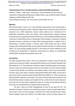 Topoisomerase VI Is a Chirally-Selective, Preferential DNA Decatenase Shannon J