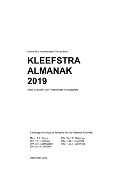 Kleefstra Almanak 2019