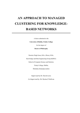 An Approach to Managed Clustering for Knowledge- Based Networks