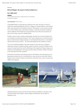 Edward Hopper: the Master of Urban Isolation in a New Online Show | Financial Times 27.04.20, 08�23