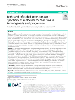 Downloaded Via Firebrowse Right-Sided Colon Cancers (RSCC Or Proximal Tumors) in July 2018