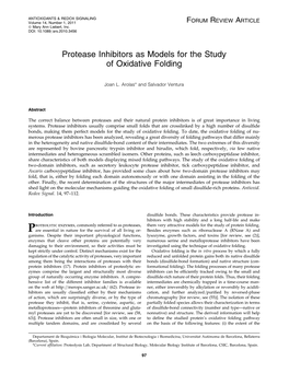 Protease Inhibitors As Models for the Study of Oxidative Folding