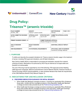 Pharmacy Policy: Trisenox (Arsenic Trioxide)