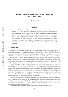 Arxiv:1701.03333V1 [Math.CO] 12 Jan 2017 Erpeetdwt Liss Oevr Nscin5w Hl Rv T Prove Shall We 5 Section in Moreover, Ellipses