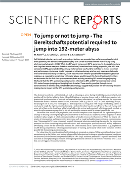 The Bereitschaftspotential Required to Jump Into 192-Meter Abyss Received: 7 February 2018 M