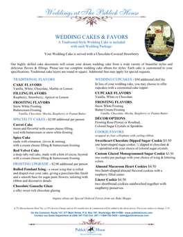 Wedding Cakes & Favors Menu