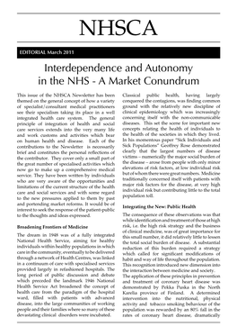Interdependence and Autonomy in the NHS - a Market Conundrum