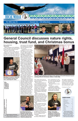 General Council Discusses Nature Rights, Housing, Trust Fund, And