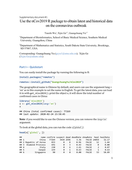 Use the Ncov2019 R Package to Obtain Latest and Historical Data on the Coronavirus Outbreak