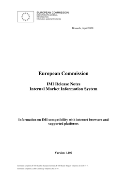 IMI Release Notes Internal Market Information System