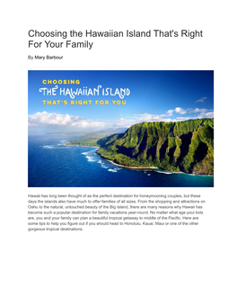 Choosing the Hawaiian Island That's Right for Your Family