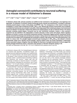 Astroglial Connexin43 Contributes to Neuronal Suffering in a Mouse Model of Alzheimer’S Disease