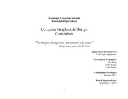 Computer Graphics & Design Curriculum