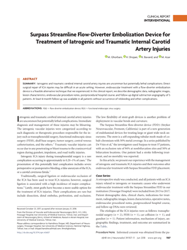 Surpass Streamline Flow-Diverter Embolization Device for Treatment of Iatrogenic and Traumatic Internal Carotid Artery Injuries