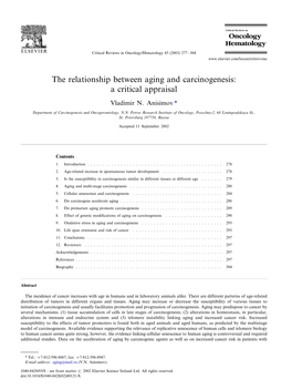 The Relationship Between Aging and Carcinogenesis: a Critical Appraisal