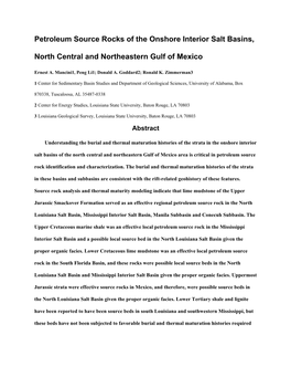 Petroleum Source Rocks of the Onshore Interior Salt Basins, North