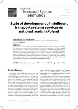 Telematics Transport System State of Development of Intelligent Transport Systems Services on National Roads in Poland