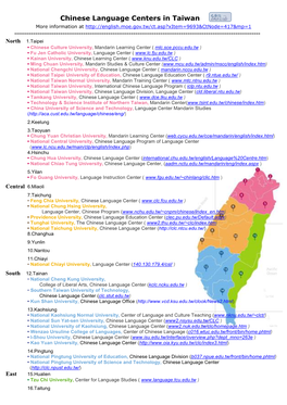 Chinese Language Centers in Taiwan 2012