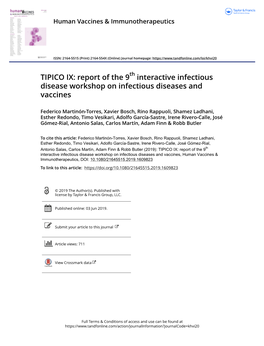 TIPICO IX: Report of the 9 Interactive Infectious Disease Workshop On