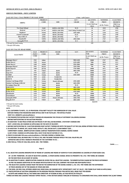 Offer of Spot E-Auction- 2020-21-Phase-X Dated:- 30Th Januaray 2021 Service Provider :- Mstc Limited Sale of Coal/ Coal Product