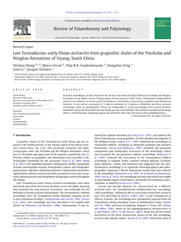 Late Tremadocian–Early Floian Acritarchs from Graptolitic Shales of the Yinzhubu and Ningkuo Formations of Yiyang, South China