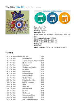 The Who Hits 50! Mp3, Flac, Wma