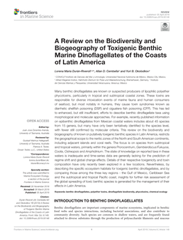 A Review on the Biodiversity and Biogeography of Toxigenic Benthic Marine Dinoﬂagellates of the Coasts of Latin America