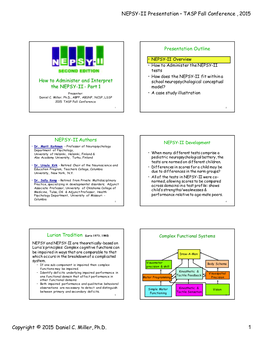 NEPSY-II Presentation – TASP Fall Conference , 2015