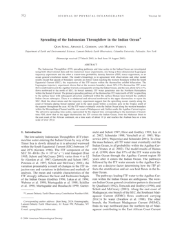 Spreading of the Indonesian Throughflow in the Indian Ocean*