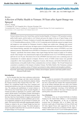 Health Education and Public Health 2019; 2(2): 170 – 180