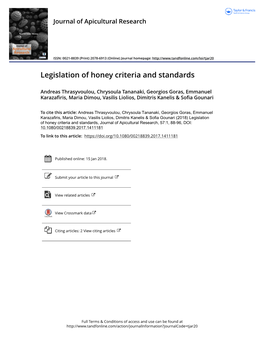 Legislation of Honey Criteria and Standards