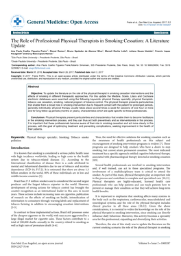 The Role of Professional Physical Therapists in Smoking Cessation