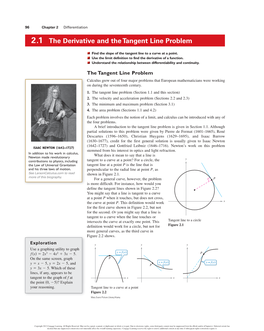 2.1 the Derivative and the Tangent Line Problem