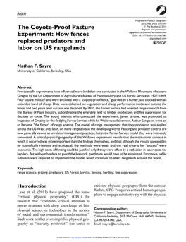 The Coyote-Proof Pasture Experiment: How Fences Replaced