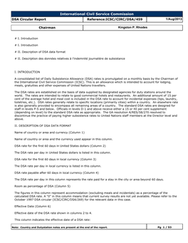 International Civil Service Commission DSA Circular Report Reference:ICSC/CIRC/DSA/459 1/Aug/2013