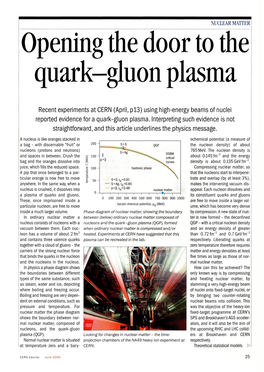 Opening the Door to the Quark-Gluon Plasma