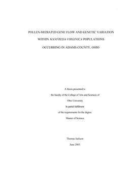 Pollen-Mediated Gene Flow and Genetic Variation Within