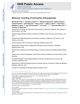 Molecular Recording of Mammalian Embryogenesis