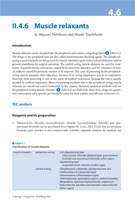 II.4.6 Muscle Relaxants by Mayumi Nishikawa and Hitoshi Tsuchihashi