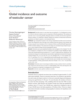 Global Incidence and Outcome of Testicular Cancer