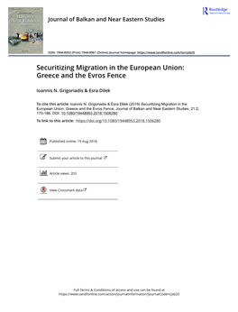 Securitizing Migration in the European Union: Greece and the Evros Fence