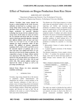 Effect of Nutrients on Biogas Production from Rice Straw