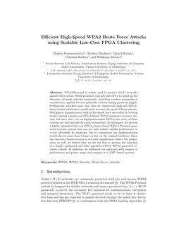 Efficient High-Speed WPA2 Brute Force Attacks Using Scalable Low