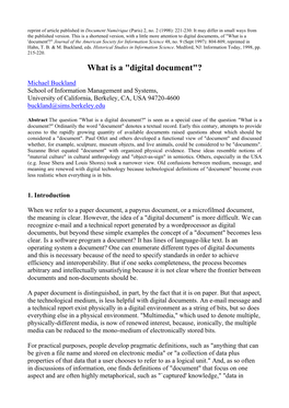 What Is a "Digital Document"?