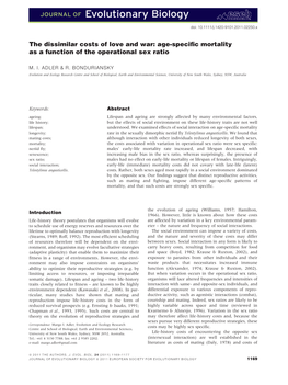 The Dissimilar Costs of Love and War: Agespecific Mortality As a Function of the Operational Sex Ratio